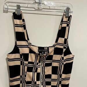 Current Mood Black and Cream Checkered Top